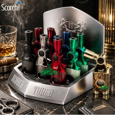 SCORCH TORCH SINGLE FLAME ADJUSTABLE NOZZEL W/ SEE THRU ASST. COLORS - 9CT/ DISPLAY